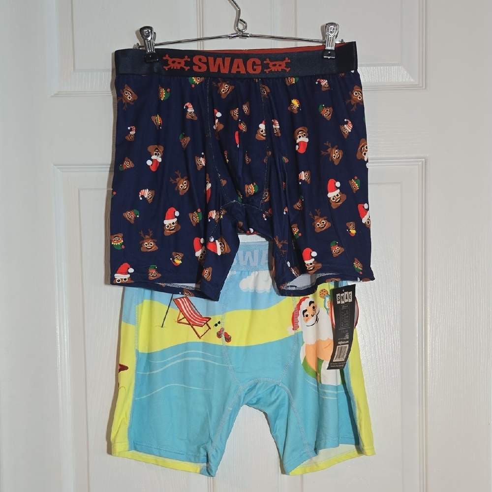 2 SWAG Men's Christmas Themed Boxer Briefs Size XL